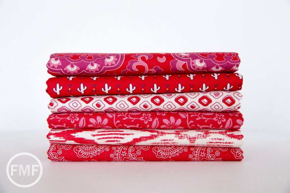 Spellbound Tribal Dots in Scarlet Red Vanilla Sky,  Urban Chiks, 100% Cotton, Moda Fabrics, 31115 15