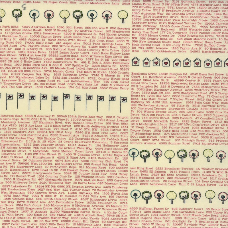 Road 15 Address Book in Apple Red, Sweetwater, Moda Fabrics, 100% Cotton Fabric, 5520 21