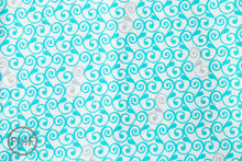 Load image into Gallery viewer, Perfectly Perched Swirl in Aqua, Laurie Wisbrun, Robert Kaufman Fabrics, 100% Cotton Fabric, AWN-12850-70 AQUA
