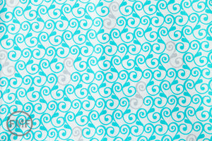 Perfectly Perched Swirl in Aqua, Laurie Wisbrun, Robert Kaufman Fabrics, 100% Cotton Fabric, AWN-12850-70 AQUA
