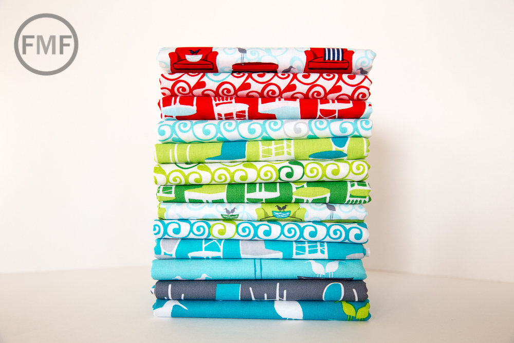 Perfectly Perched Chairs in Meadow, Laurie Wisbrun, Robert Kaufman Fabrics, 100% Cotton Fabric, AWN-12851-270