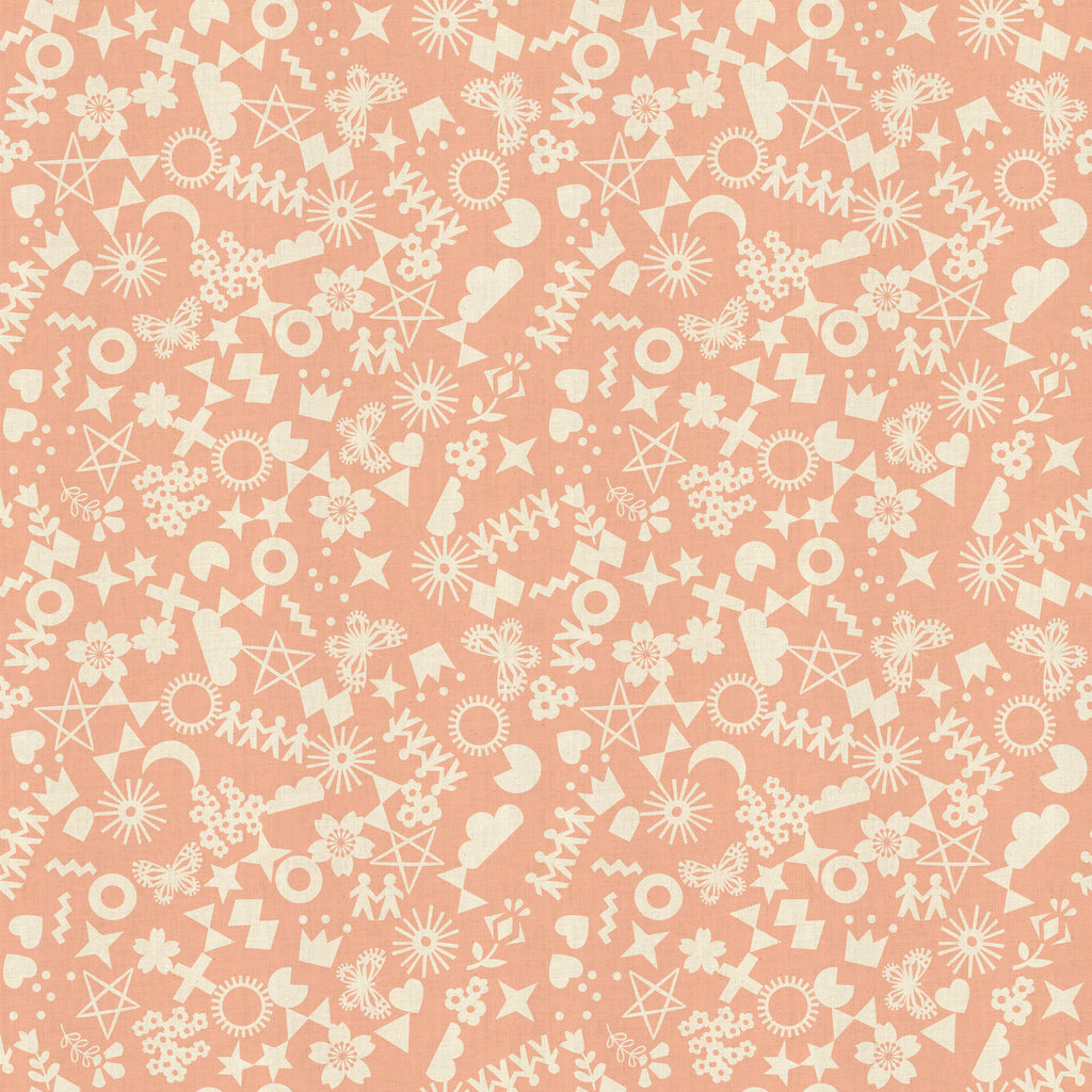 Paper Cuts Cut it Out in Peachy, Rashida Coleman Hale, Cotton and Steel, RJR Fabrics, 100% Cotton Fabric, 1968-04