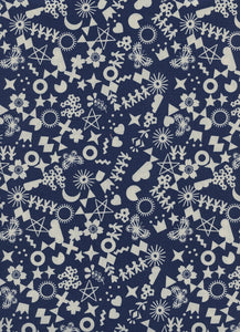 Paper Cuts Cut it Out in Navy, Rashida Coleman Hale, Cotton and Steel, RJR Fabrics, 100% Cotton Fabric, 1968-01