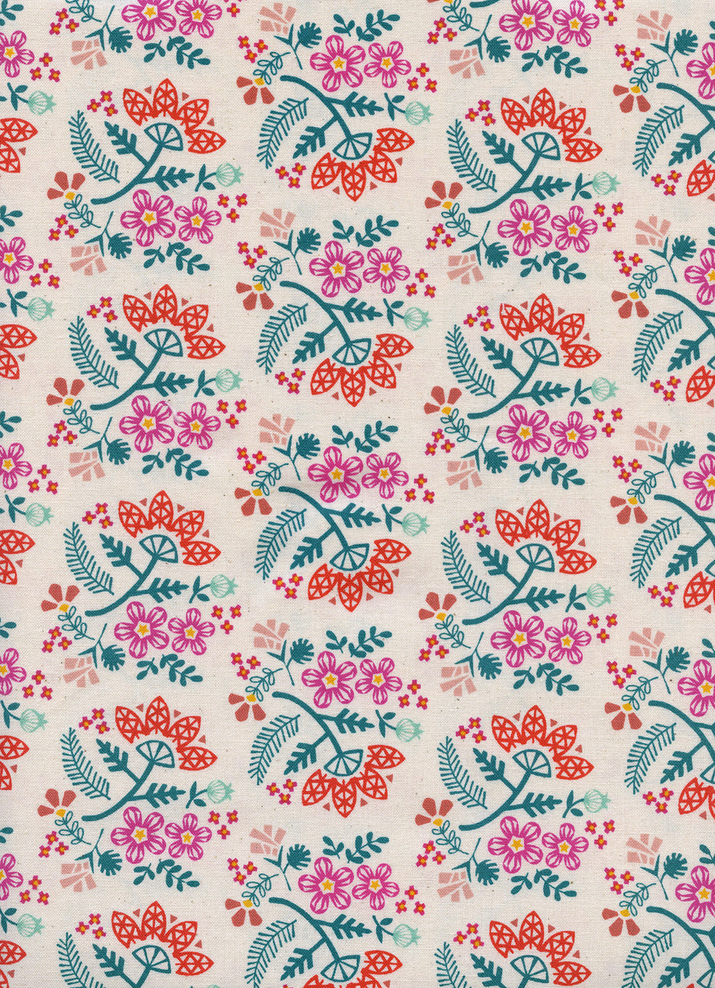 Paper Cuts Paper Bouquet in Tangerine, Rashida Coleman Hale, Cotton and Steel, RJR Fabrics, 100% Cotton Fabric, 1966-02