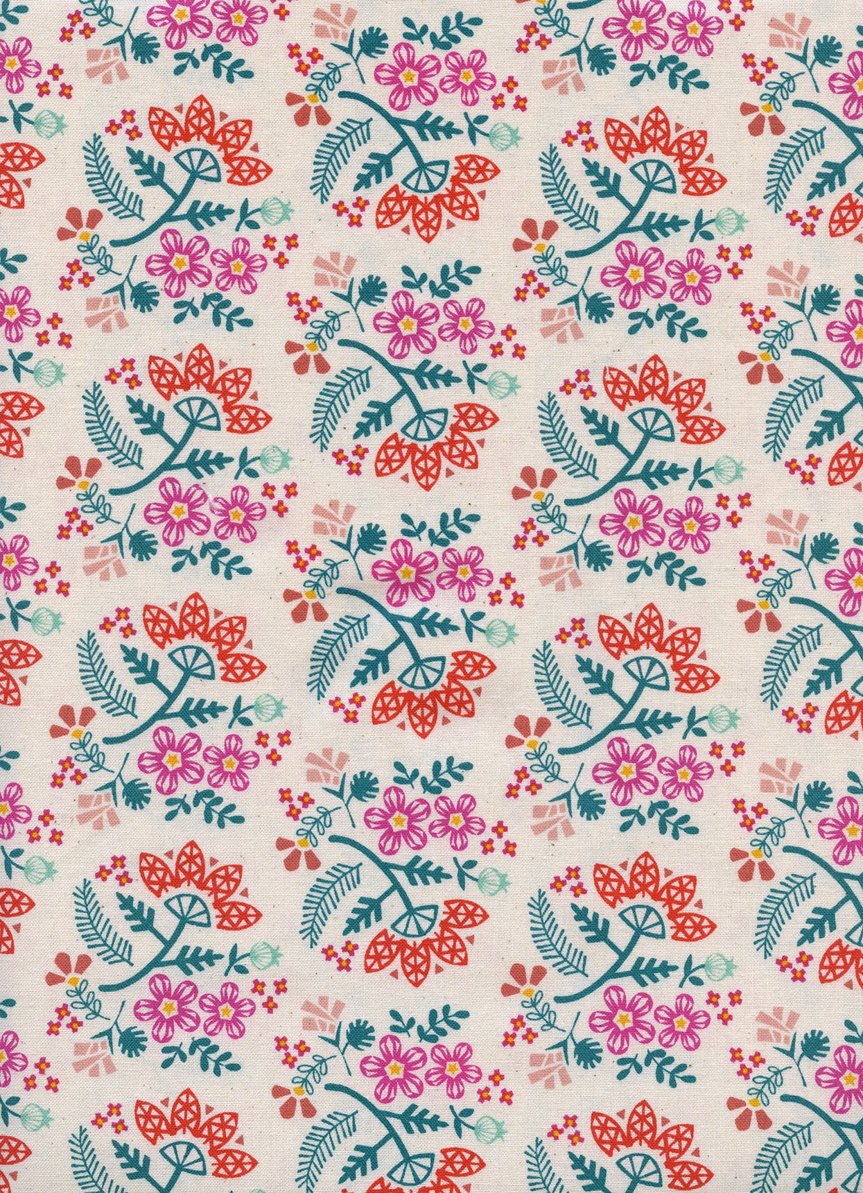 Paper Cuts Paper Bouquet in Tangerine, Rashida Coleman Hale, Cotton and Steel, RJR Fabrics, 100% Cotton Fabric, 1966-02