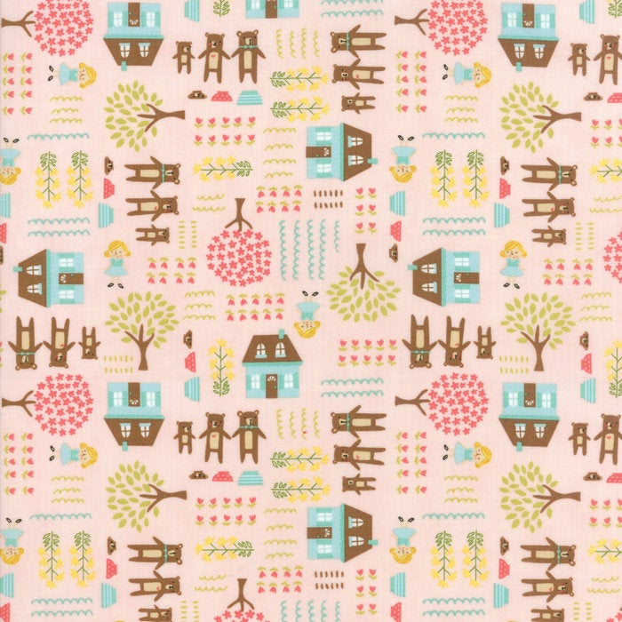 Home Sweet Home Goldie and the Three Bears in Pink, Stacy Iest Hsu, 100% Cotton Fabric, Moda Fabrics, 20572 12