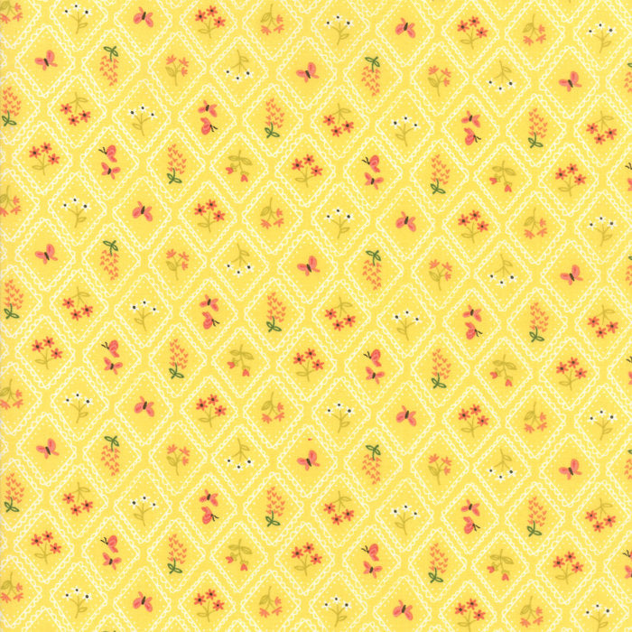Home Sweet Home Garden Cameo Wallpaper in Yellow, Stacy Iest Hsu, 100% Cotton Fabric, Moda Fabrics, 20576 18