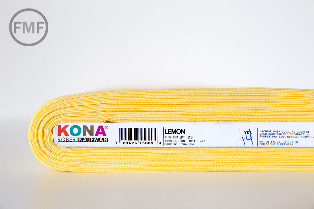 Lemon Kona Cotton Solid Fabric from Robert Kaufman, K001-23