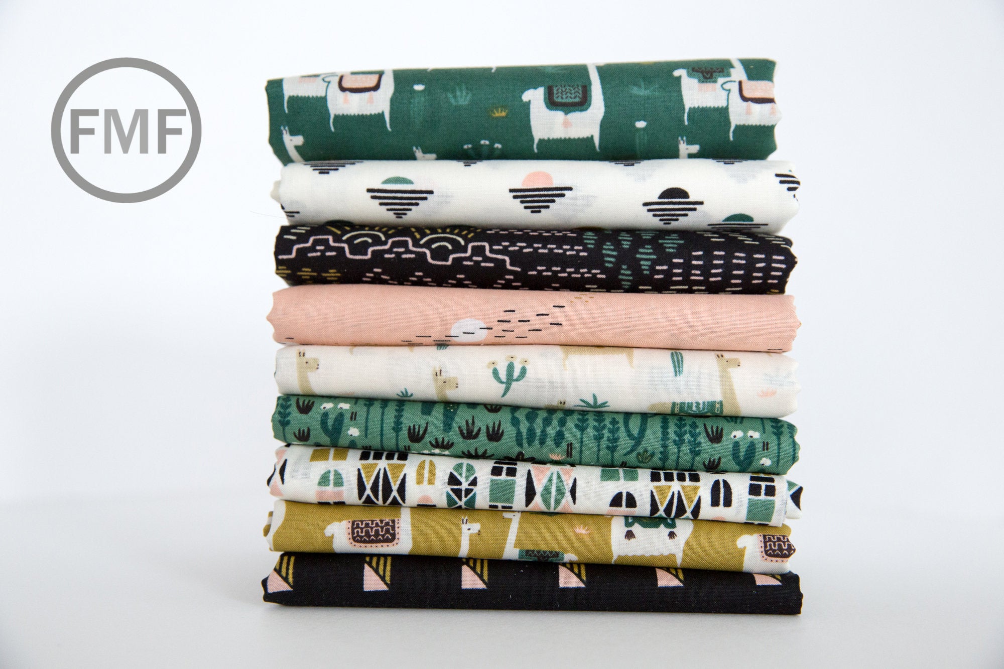 Faraway Places Llama Life in Ivory, Elizabeth Olwen, 100% GOTS-Certified Organic Cotton, Cloud9 Fabrics, 207703