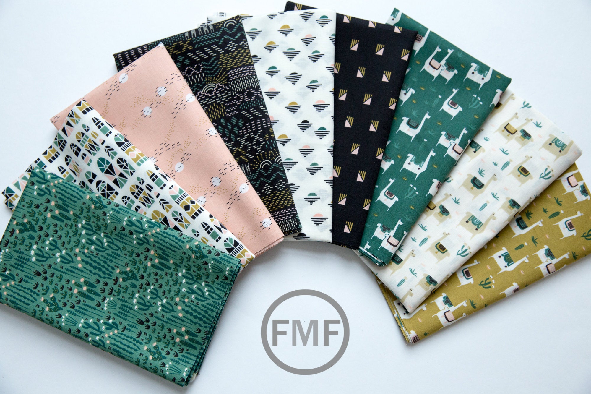 Faraway Places Llama Life in Ivory, Elizabeth Olwen, 100% GOTS-Certified Organic Cotton, Cloud9 Fabrics, 207703