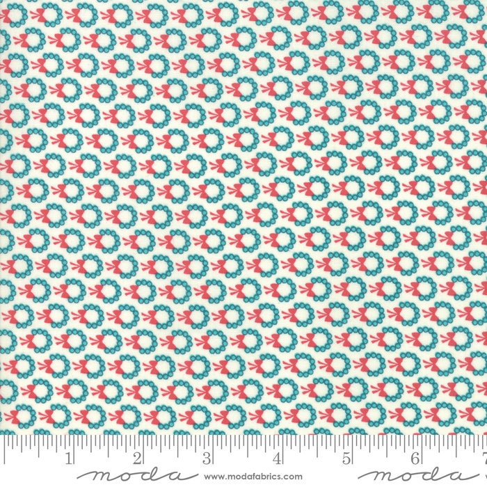 Oh What Fun Wreaths in Blue Spruce, Sandy Gervais, 100% Cotton Fabric, Moda Fabrics, 17994 21