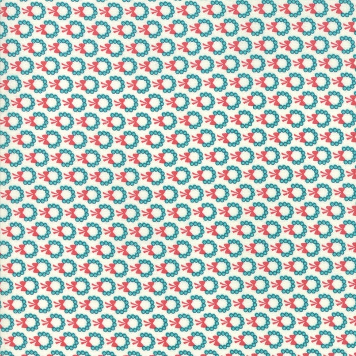 Oh What Fun Wreaths in Blue Spruce, Sandy Gervais, 100% Cotton Fabric, Moda Fabrics, 17994 21