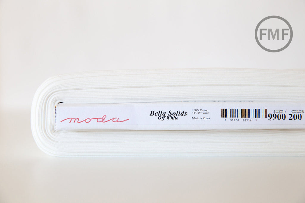 Off White Bella Cotton Solid Fabric from Moda, 9900 200