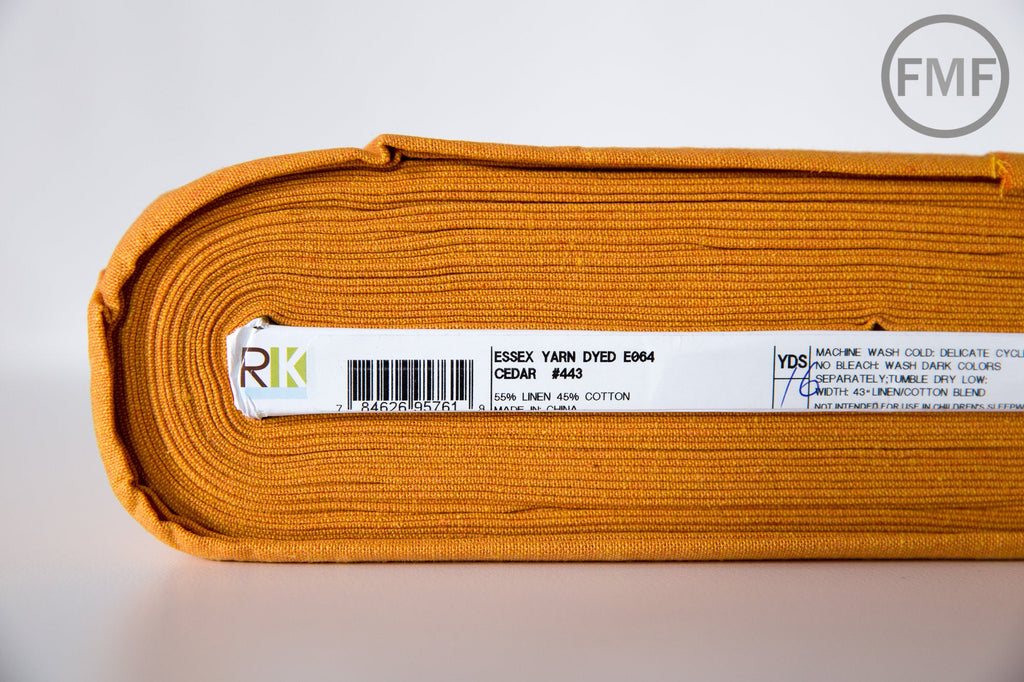 CEDAR Yarn Dyed Essex, Linen and Cotton Blend Fabric from Robert Kaufman, E064-443 CEDAR