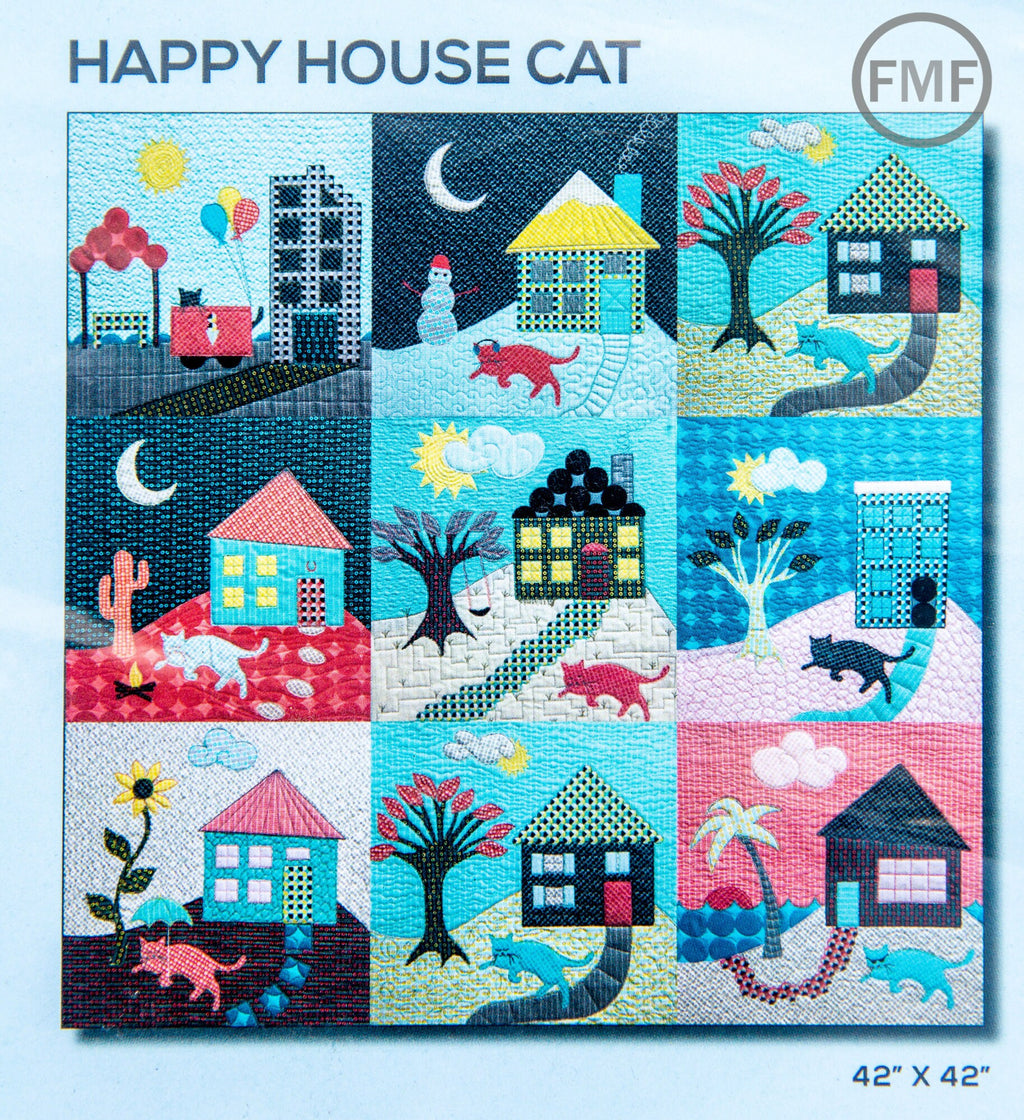 Happy House Cat Quilt Kit, Uppercase Circular Logic, Janine Vangool, Windham Fabrics, 100% Cotton Fabric, 43107QK