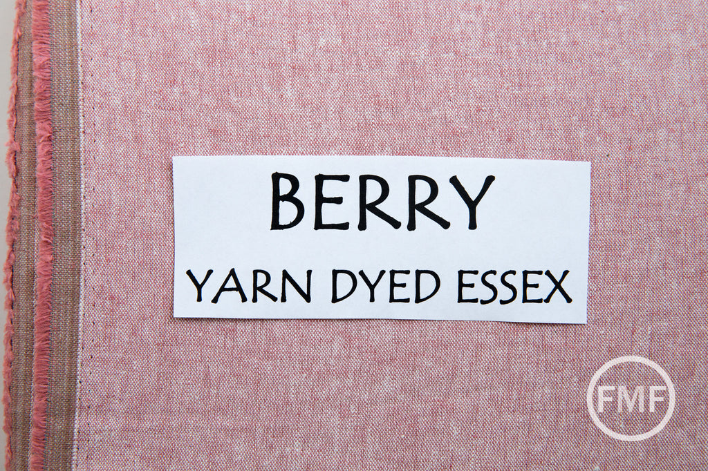 BERRY Yarn Dyed Essex, Linen and Cotton Blend Fabric from Robert Kaufman, E064-1016 BERRY