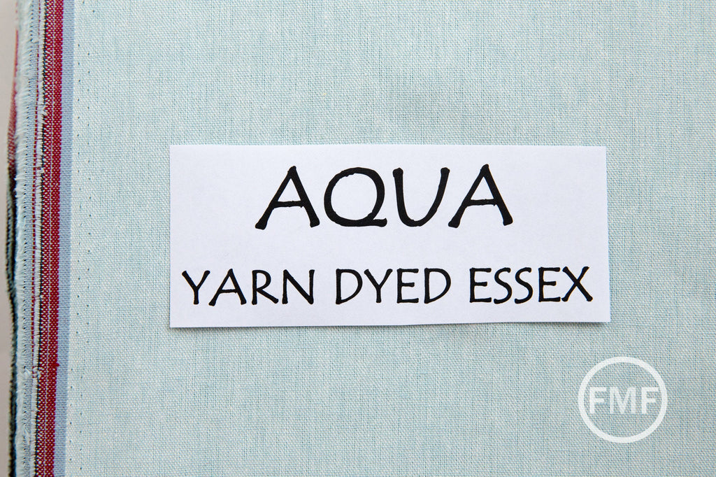 AQUA Yarn Dyed Essex, Linen and Cotton Blend Fabric from Robert Kaufman, E064-1005 AQUA