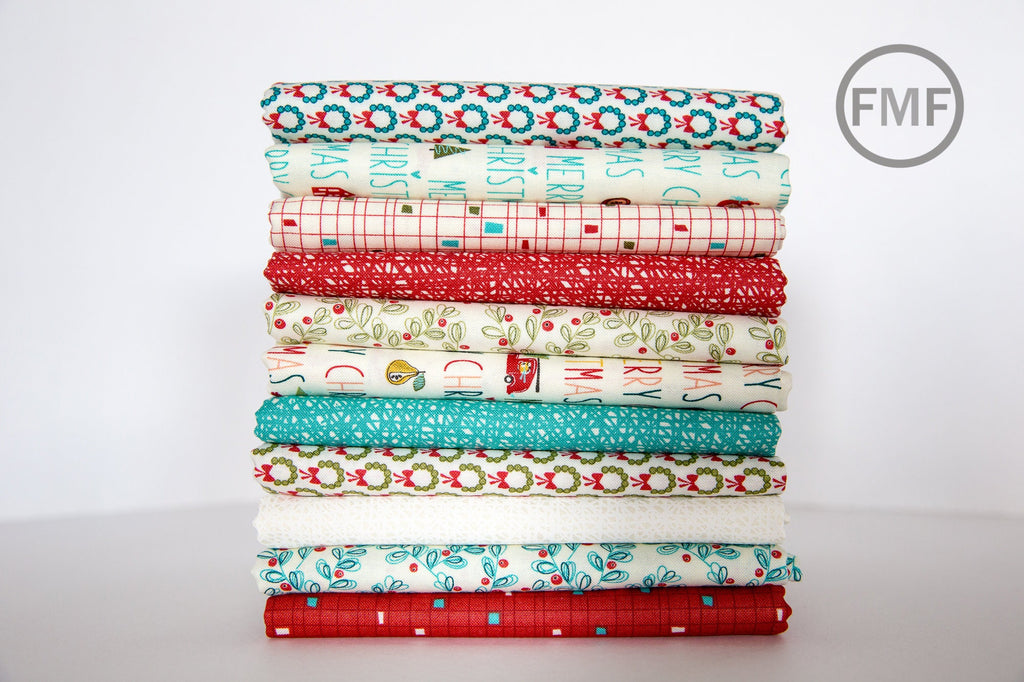Oh What Fun Wreaths in Blue Spruce, Sandy Gervais, 100% Cotton Fabric, Moda Fabrics, 17994 21