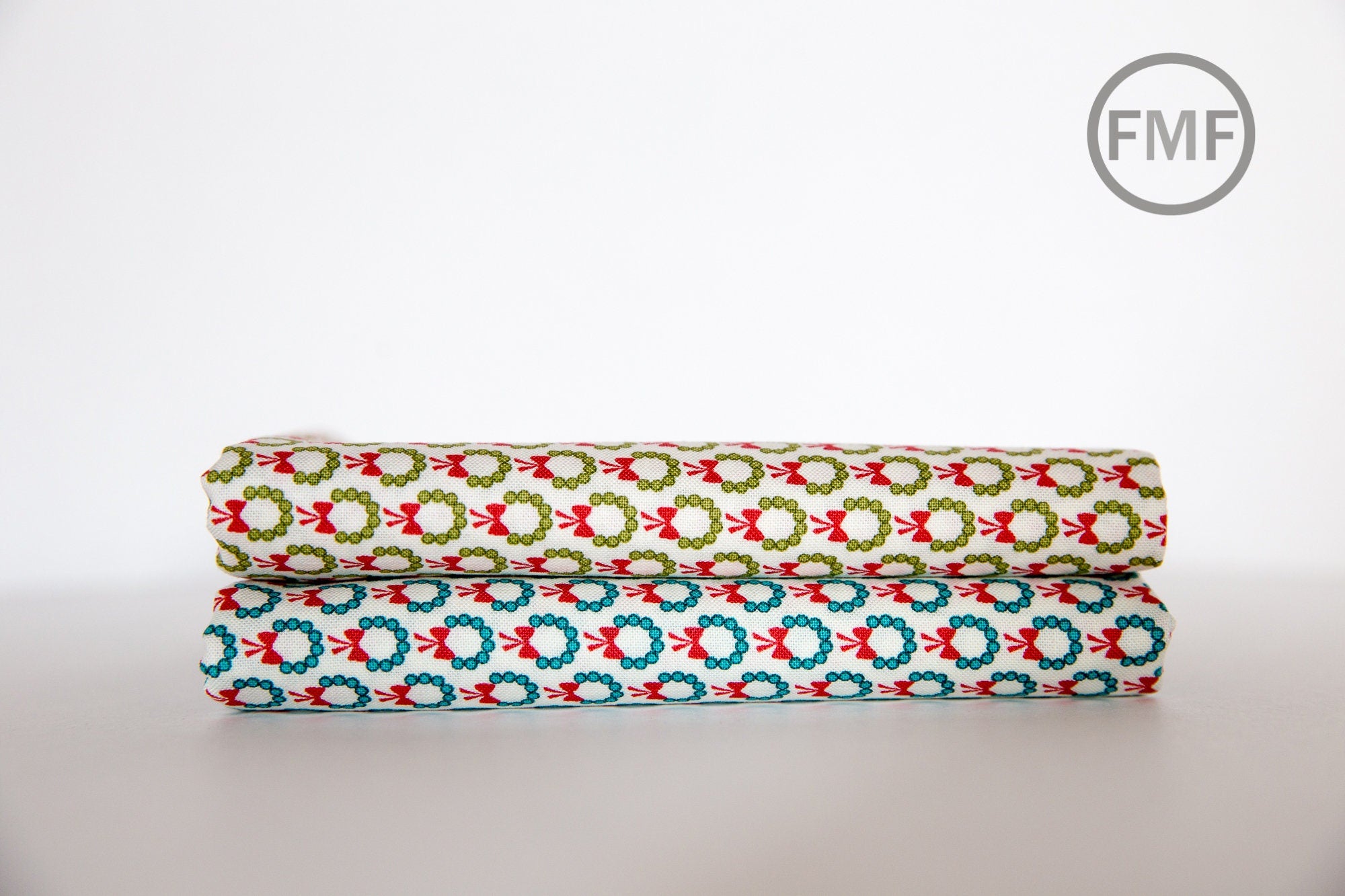 Oh What Fun Wreaths in Blue Spruce, Sandy Gervais, 100% Cotton Fabric, Moda Fabrics, 17994 21