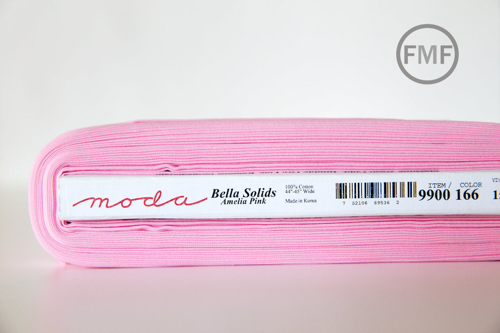 Amelia Pink Bella Cotton Solid Fabric from Moda, 9900 166