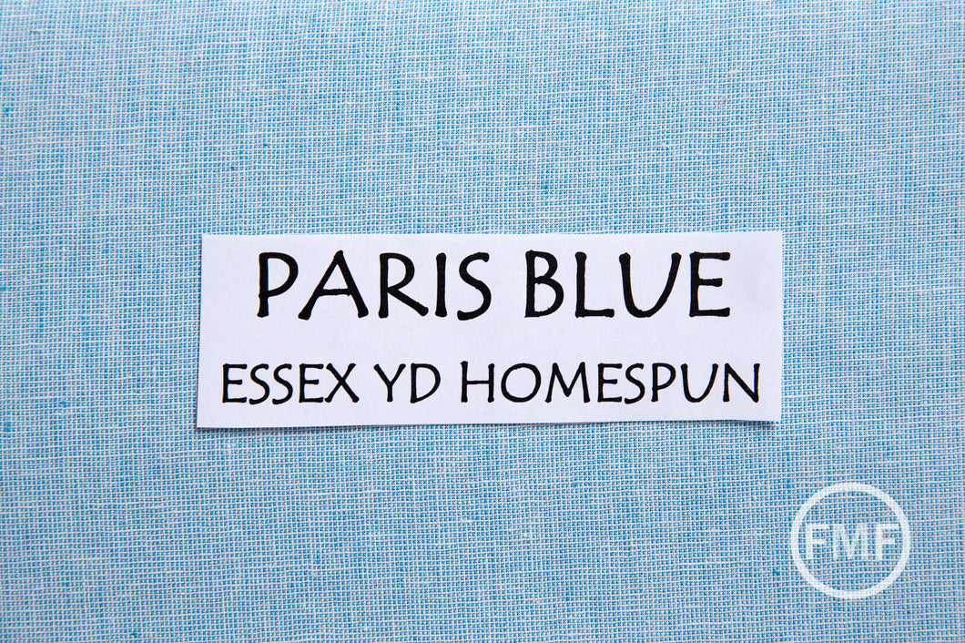 PARIS BLUE Homespun Yarn Dyed Essex, Linen and Cotton Blend Fabric from Robert Kaufman, E114-864 Paris Blue