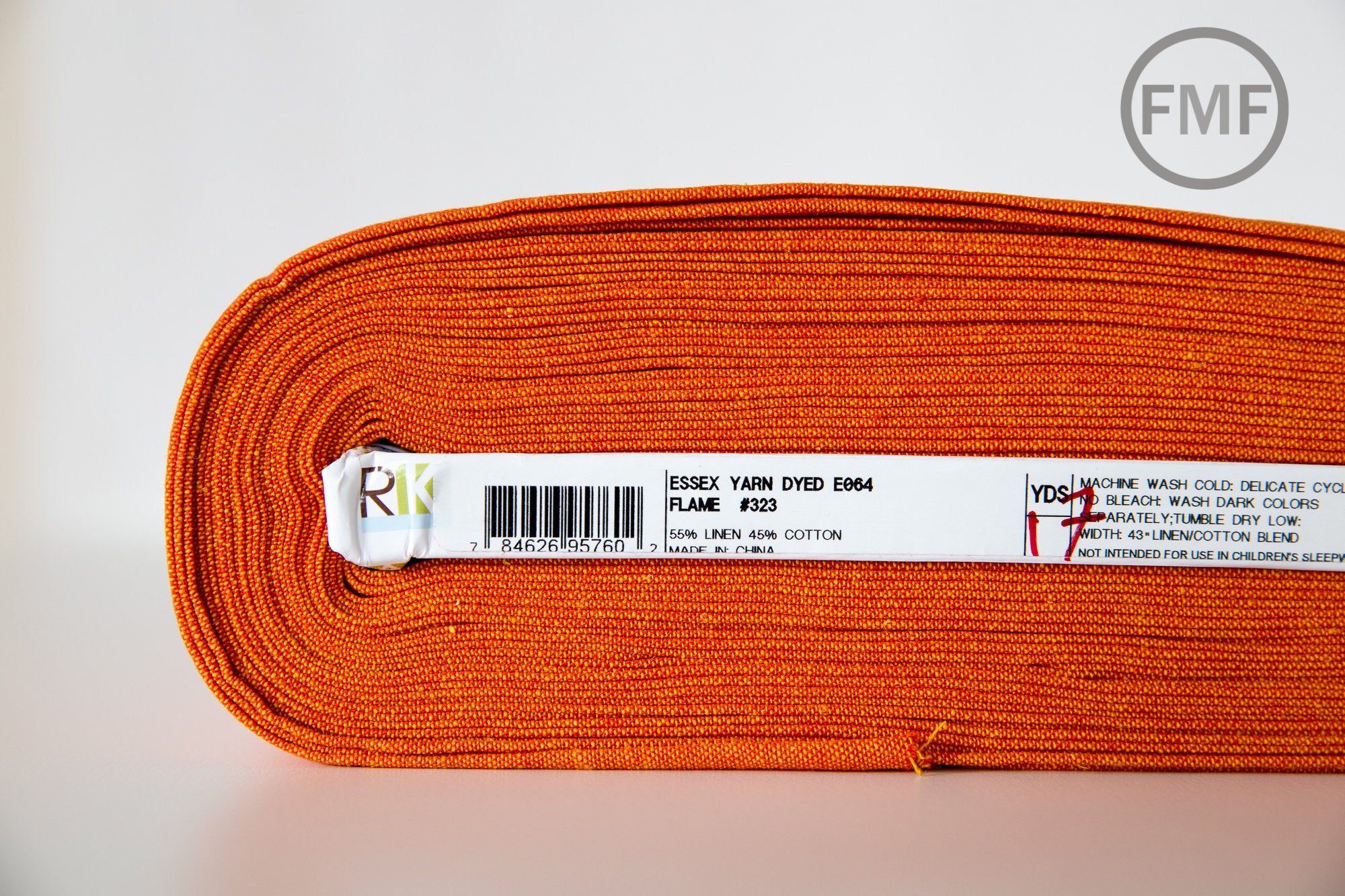 FLAME Yarn Dyed Essex, Linen and Cotton Blend Fabric from Robert Kaufman, E064-323 FLAME