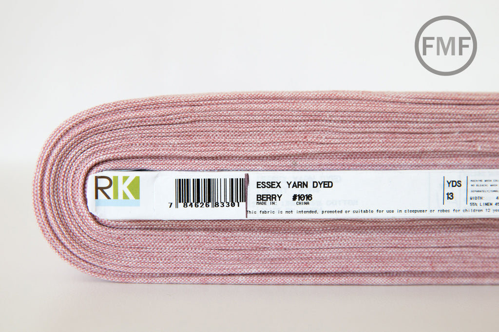 BERRY Yarn Dyed Essex, Linen and Cotton Blend Fabric from Robert Kaufman, E064-1016 BERRY