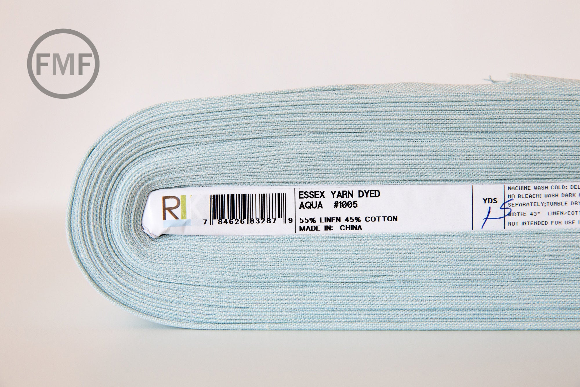 AQUA Yarn Dyed Essex, Linen and Cotton Blend Fabric from Robert Kaufman, E064-1005 AQUA