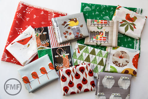Charley Harper Holidays Cardinal Stagger, 100% GOTS-Certified Organic Cotton Poplin, Birch Fabrics, CH-80