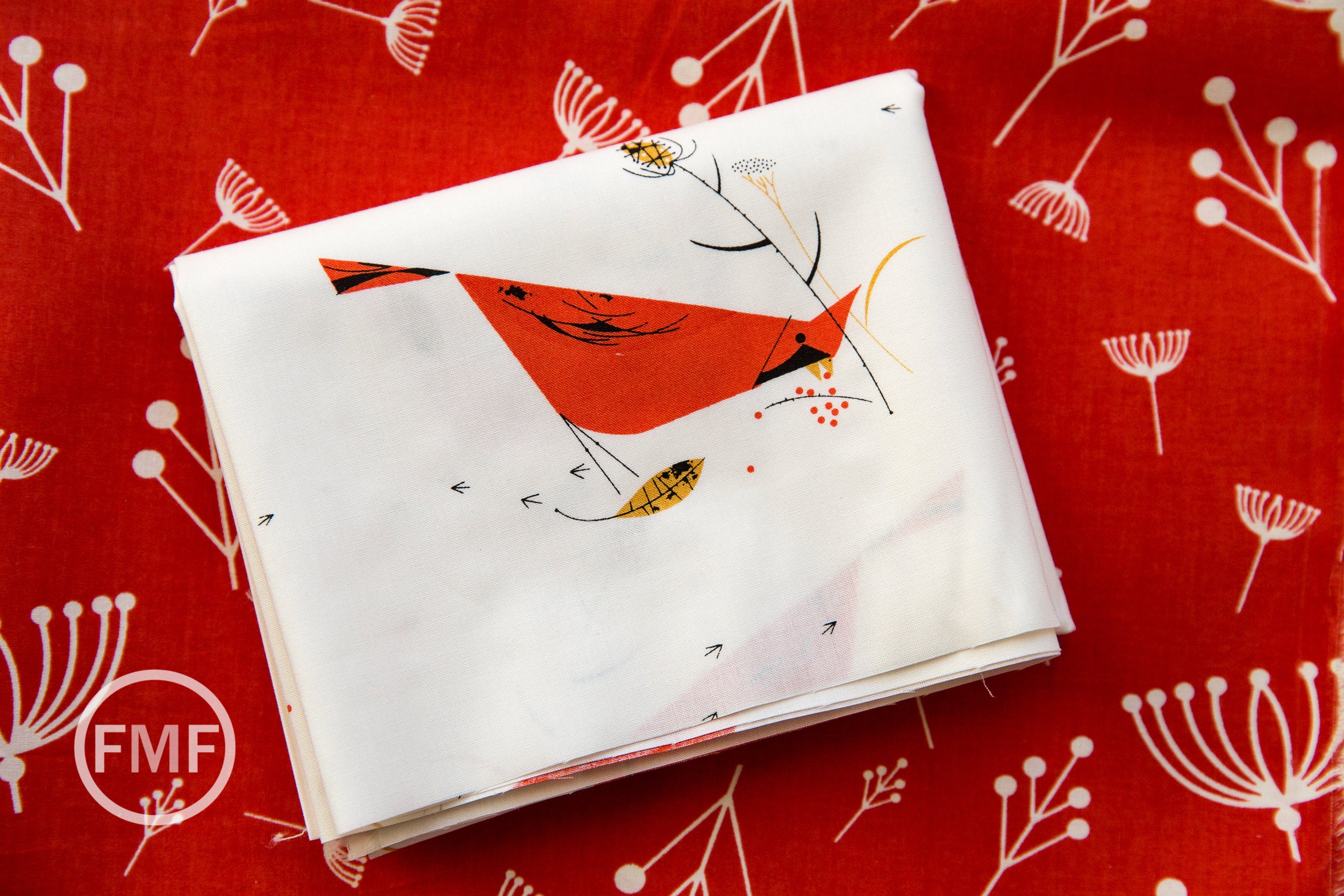 Charley Harper Holidays Berry Feast, 100% GOTS-Certified Organic Cotton Poplin, Birch Fabrics, CHX-01