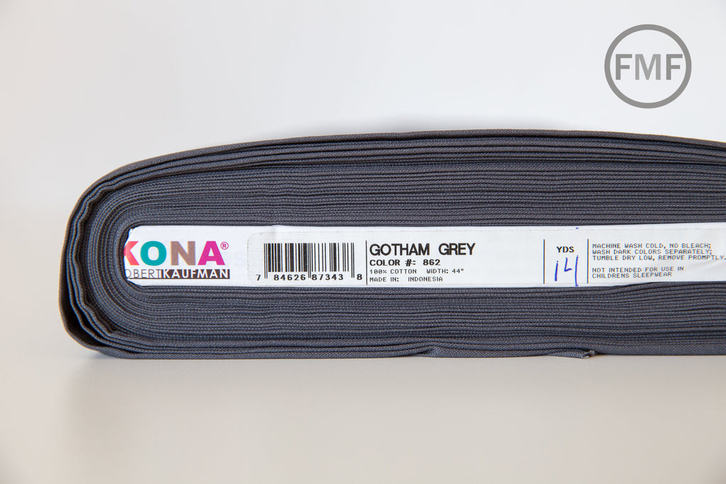 Gotham Grey Kona Cotton Solid Fabric from Robert Kaufman, K001-862