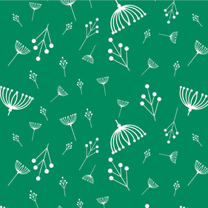 Charley Harper Holidays Twigs in Green 100% GOTS-Certified Organic Cotton Poplin, Birch Fabrics, CH-87-GREEN