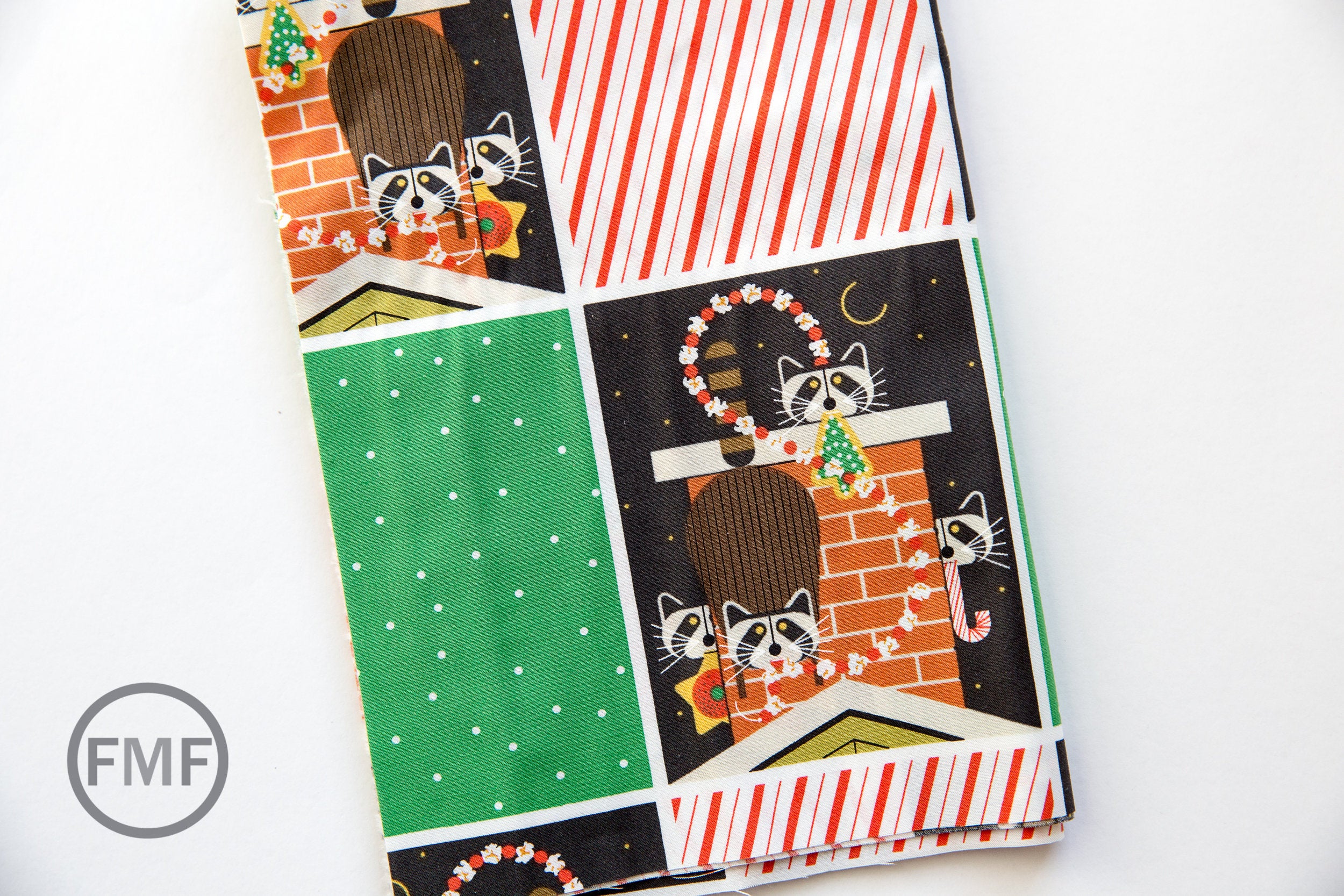 Charley Harper Holidays Chimney Capers, 100% GOTS-Certified Organic Cotton Poplin, Birch Fabrics, CHX-08