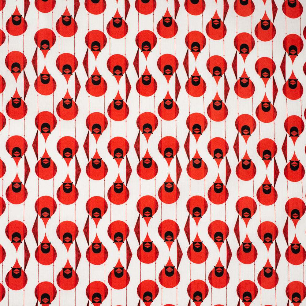 Charley Harper Holidays Cardinal Stagger, 100% GOTS-Certified Organic Cotton Poplin, Birch Fabrics, CH-80