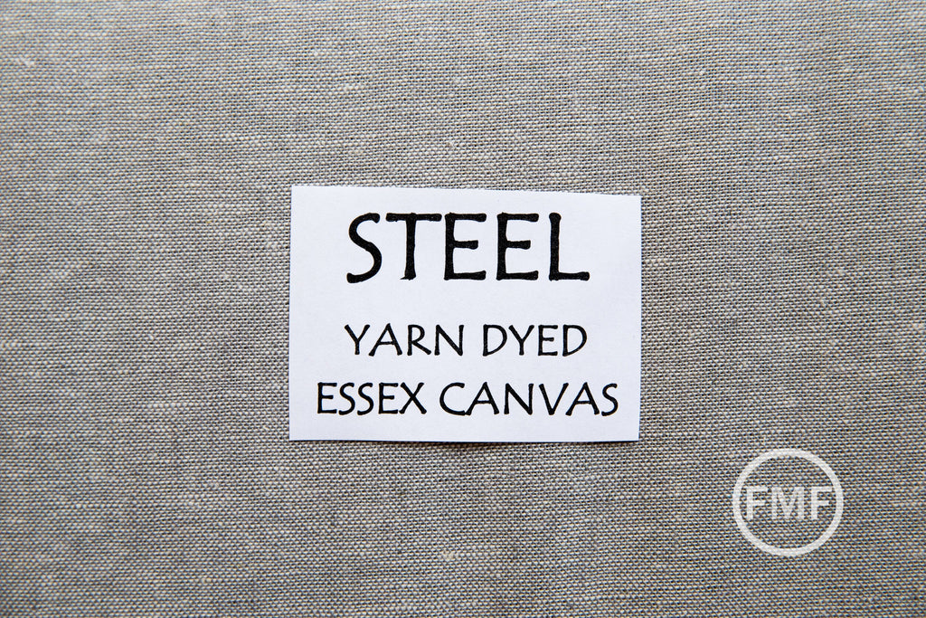 29-Inch End of Bolt Remnant Steel Yarn Dyed Essex Canvas, Linen and Cotton Blend Fabric, E120-91 STEEL