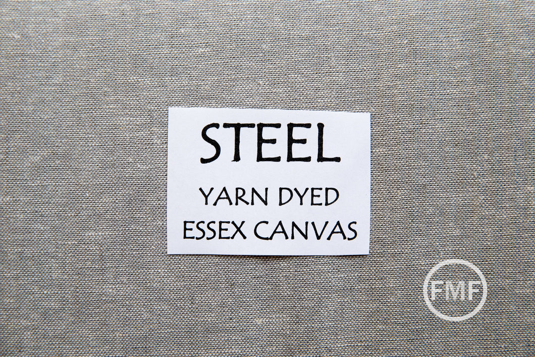 Steel Yarn Dyed Essex Canvas, Linen and Cotton Blend Fabric from Robert Kaufman, E120-91 STEEL