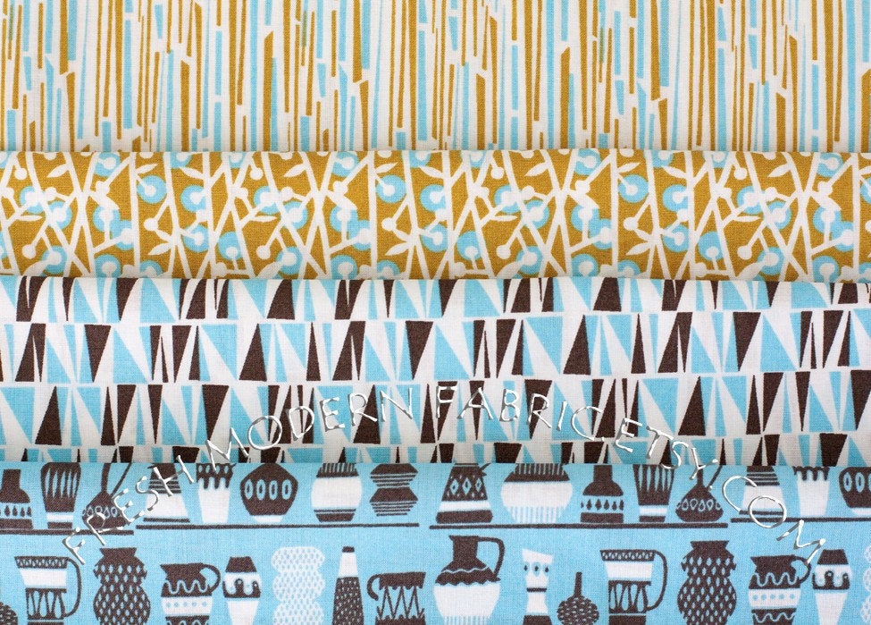 Cut Out and Keep Pots and Jugs, Heather Moore, Skinny Laminx, 100% Organic Cotton, Cloud9 Fabrics