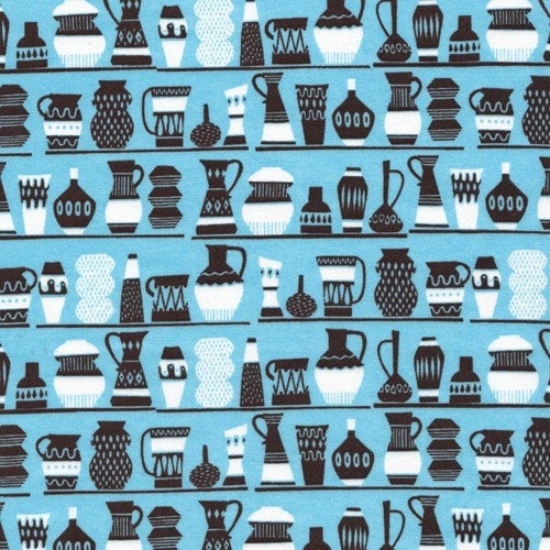 Cut Out and Keep Pots and Jugs, Heather Moore, Skinny Laminx, 100% Organic Cotton, Cloud9 Fabrics