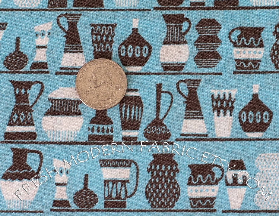 Cut Out and Keep Pots and Jugs, Heather Moore, Skinny Laminx, 100% Organic Cotton, Cloud9 Fabrics