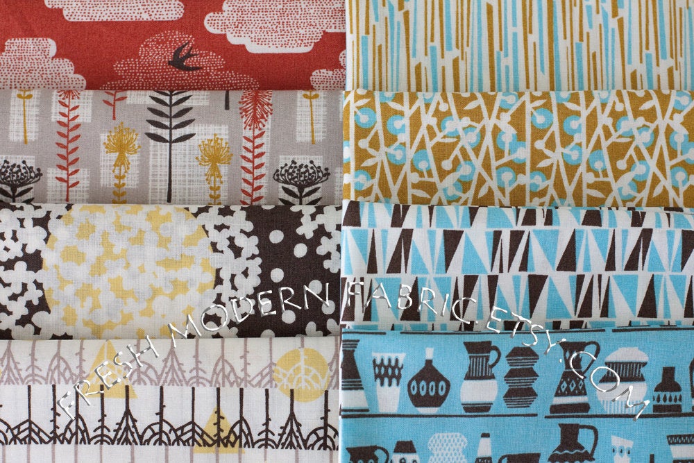 Cut Out and Keep Pots and Jugs, Heather Moore, Skinny Laminx, 100% Organic Cotton, Cloud9 Fabrics