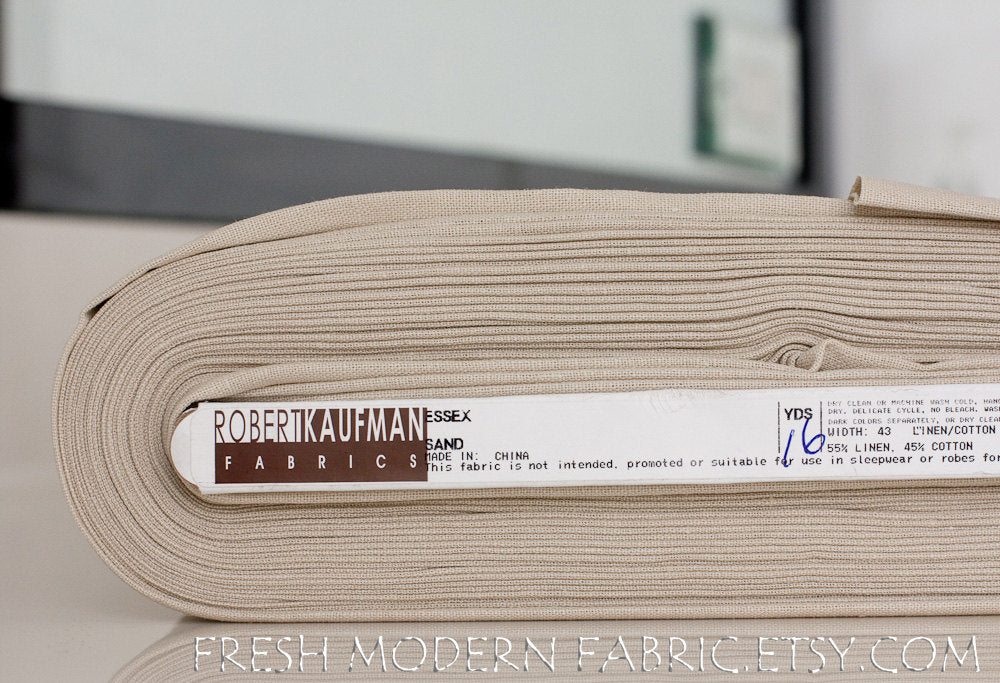 Sand Essex, Linen and Cotton Blend Fabric from Robert Kaufman, E014-1323