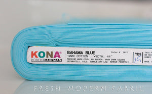 Bahama Blue Kona Cotton Solid Fabric from Robert Kaufman, K001-1011
