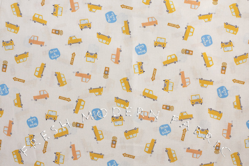 Happy Go Lucky Cars by Puti de Pome for Kiyohara Fabrics
