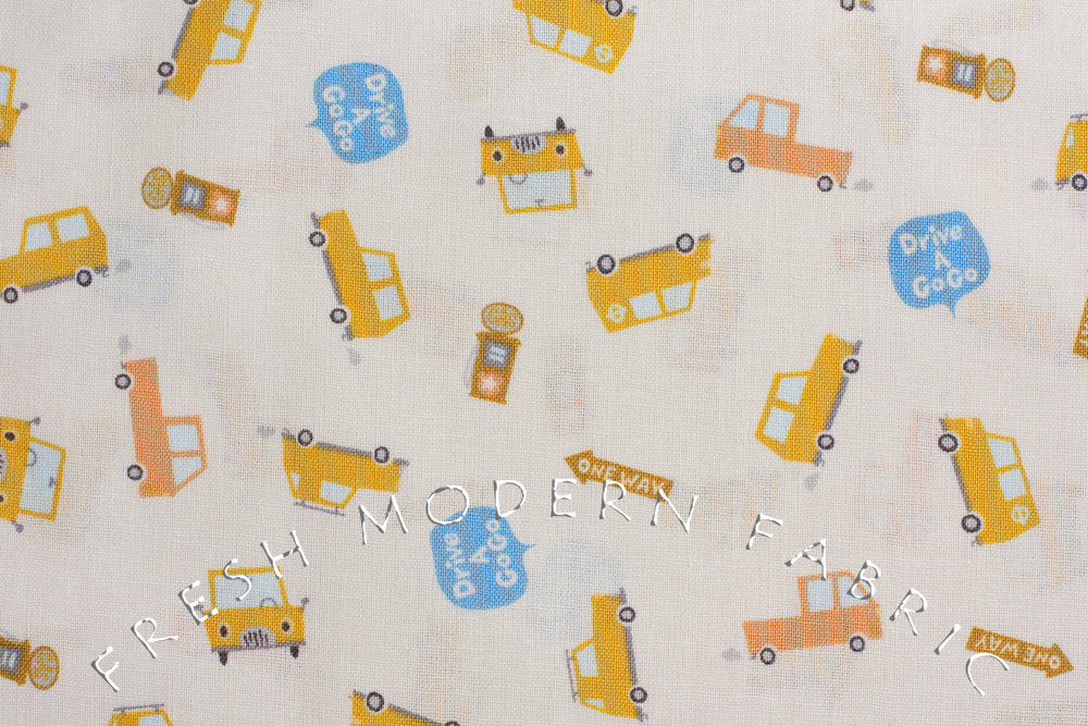 Happy Go Lucky Cars by Puti de Pome for Kiyohara Fabrics