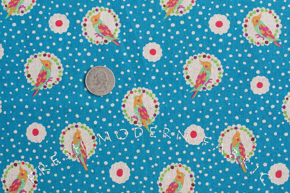 Cockatiel in Blue, Echino Fall 2011 Collection, Etsuko Furuya for Kokka Fabrics