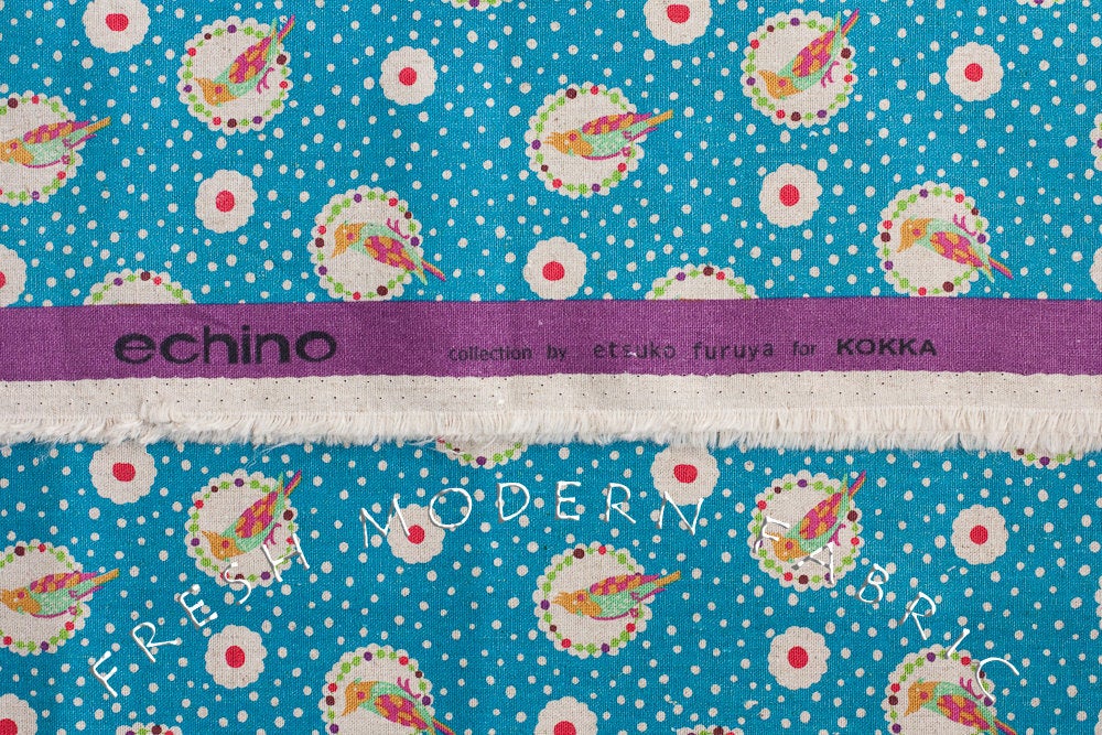 Cockatiel in Blue, Echino Fall 2011 Collection, Etsuko Furuya for Kokka Fabrics