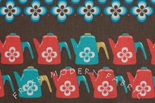 Load image into Gallery viewer, Ruby Star Shining Teapot Stripe in Brown, Melody Miller for Kokka Fabrics
