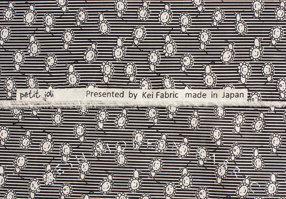 Happy Lion Pinstripe from Petit Joli for Kei Fabric, 100% Cotton Voile Fabric