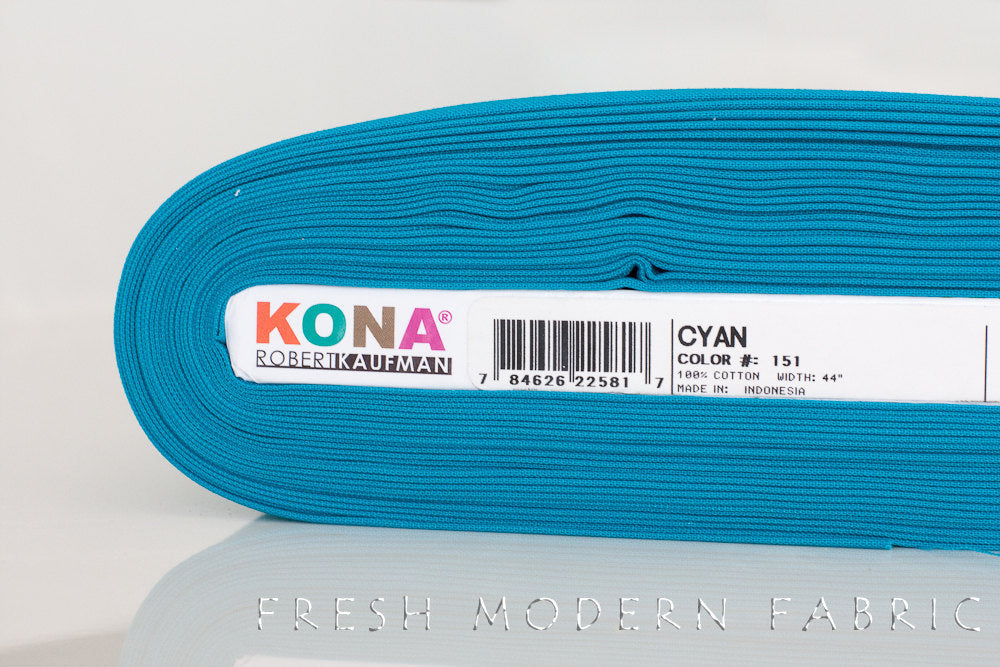 Cyan Kona Cotton Solid Fabric from Robert Kaufman, K001 151