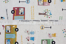 Load image into Gallery viewer, Trefle School Bus, Kokka Fabrics, Japanese Import, Cotton and Linen Blend Fabric
